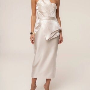 Elegant Cream Strapless two piece dress